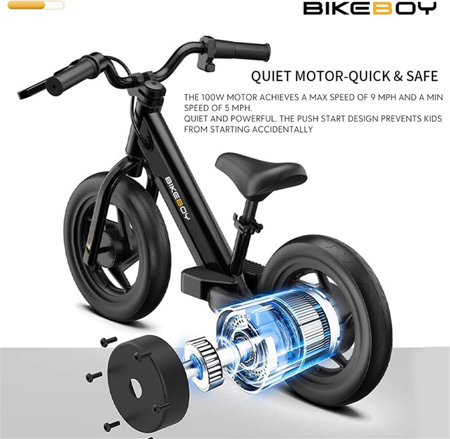 bikeboy Electric Balance Bike Kids Electric Bike for Ages 3-5years Old,24v 100w