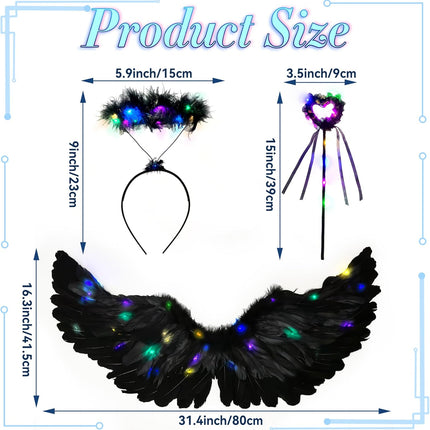 Goenb Light up Angel Wings, Angel Costume for Woman Adults Girls Kids Angel Wing