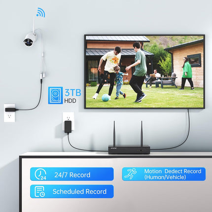 5MP HD, Audio Wireless Security Camera System, 3TB Hard Drive, SMONET 8CH Comple