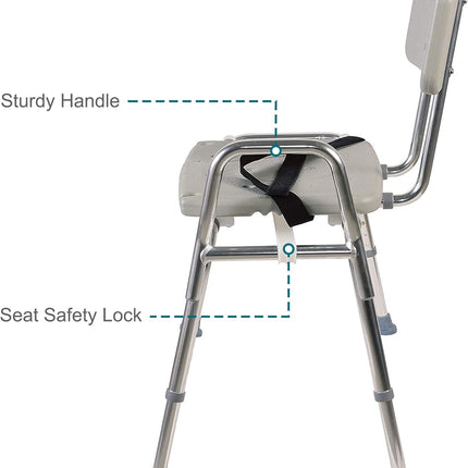 DMI Heavy-duty Sliding Transfer Bench Shower Chair With Cut-out Seat and Adjusta