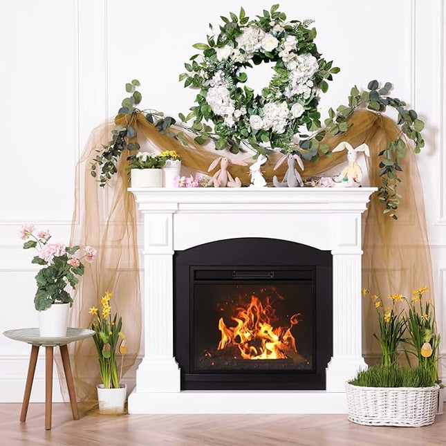24 Inch Spring Summer Flower Wreath for Front Door, Summer Floral Door Wreath, S