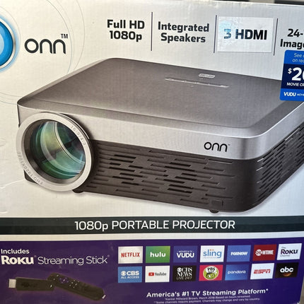 Projector with Streaming Services ONN 1080p Portable