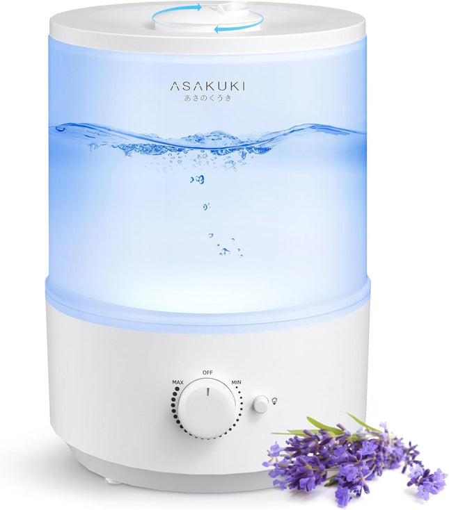 ASAKUKI Humidifiers for Bedroom, 3L Top Fill Cool Mist Air Humidifier & Aroma Di