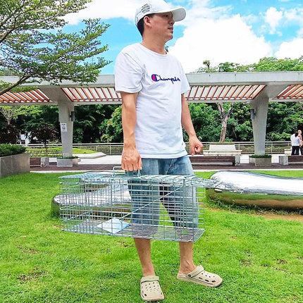 Folding Collapsible Humane Live Animal Cage Trap No-Kill Trapping Kit for Humane