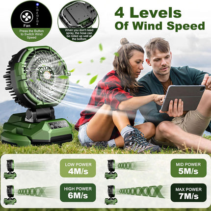 Portable Misting Fan 150° Oscillating,30000mAh Rechargeable Battery Powered,4 St