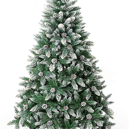 Senjie Artificial Christmas Tree 7 Foot Flocked Snow Trees Pine Cone Decoration Unlit 7FT