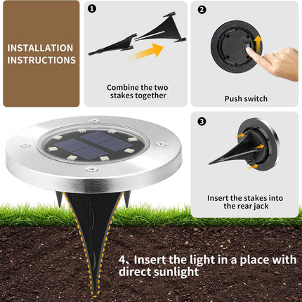 SOLPEX Solar Lights Outdoor Waterproof, 8 Pack Solar Ground Lights
