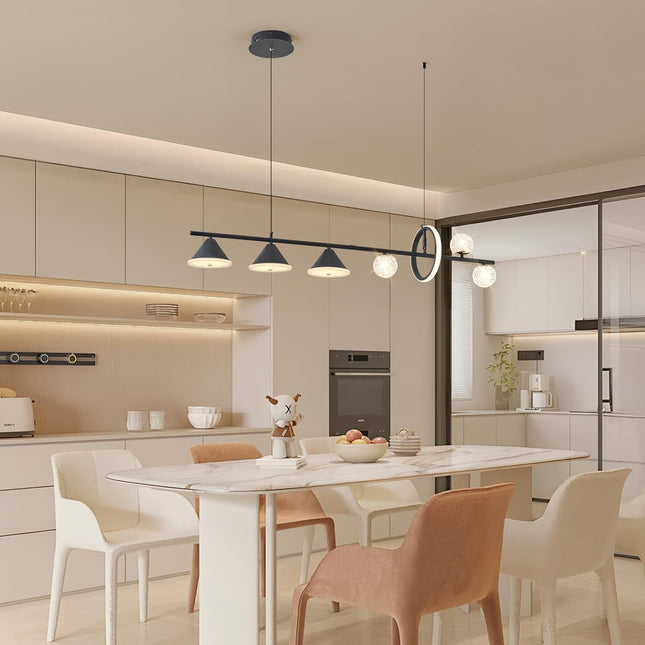 ORANOOR Modern LED Pendant Lights, Dimmable 47in Linear Globe LED Chandelier Lig