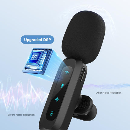 Wireless Lavalier Microphone for iPhone, iPad, Android Phone，2-Pack Mini Microph