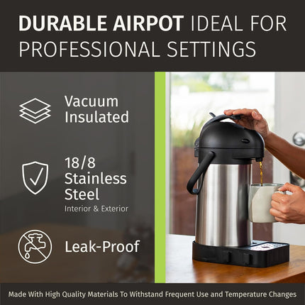 Thermal Coffee Carafe 74Oz, Keeps Coffee Hot for 12Hrs & Cold for 24Hrs, Stainle