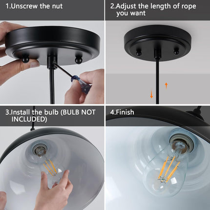 ALAISLYC 3 Pack Farmhouse Pendant Light Black Pendant Lighting for Kitchen Island