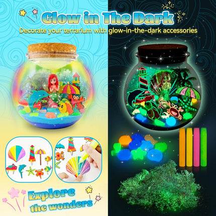 Glow in The Dark Terrarium Crafts Kit for Kids (Mermaid Terrarium)