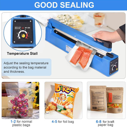 INCOMPLETE Apstour 16 inch Impulse Heat Sealer, Manual Bag Sealing Machine, 8-Level Temperature Control (Sealer Only)