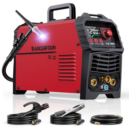 ARCCAPTAIN TIG Welder 200A, High Frequency 110v/220v Dual Voltage TIG/Stick/Arc