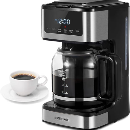Ihomekee Programmable Drip Coffee Maker 12 Cup, Coffee Machine with Iced Coffee