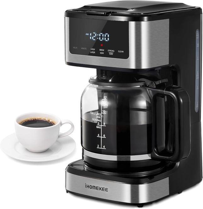 Ihomekee Programmable Drip Coffee Maker 12 Cup, Coffee Machine with Iced Coffee
