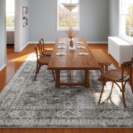 Rugcomf 8x10 Rug Washable Boho Rug Soft Large Area Rug Non-Slip Non-Shedding Fau