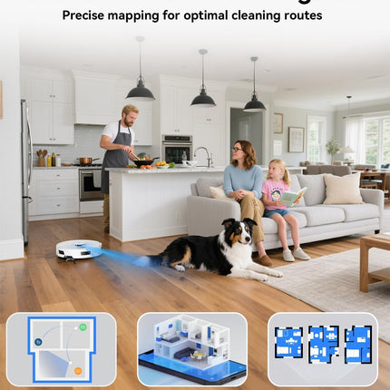 Redroad Robot Vacuum and Mop, 15000Pa, 90-Day Self-Emptying, Grey