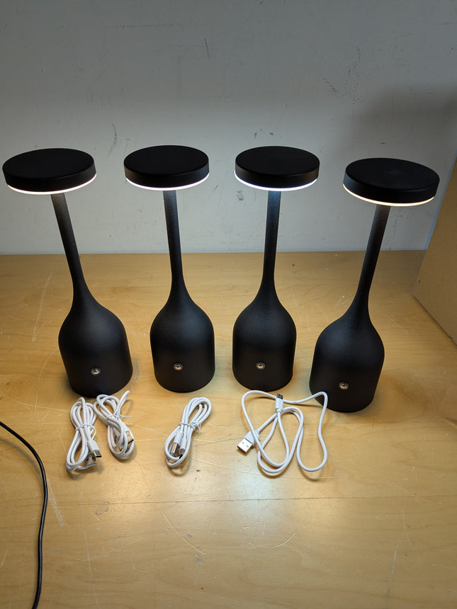 YINDUZ Cordless Table Lamps Set of 4 Black - 3CCT Stepless Dimming, Portable & W