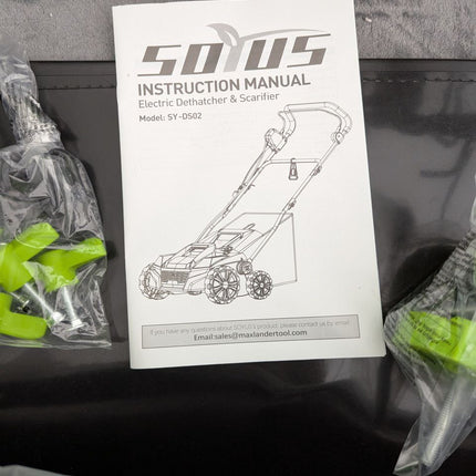 SOYUS Electric Dethatcher and Scarifier with 30L Collection Bag, 13-Inch 12 Amp