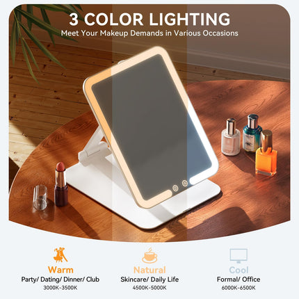 Auxmir Rechargeable Travel Makeup Mirror, Portable Travel Lighted Makeup Mirror