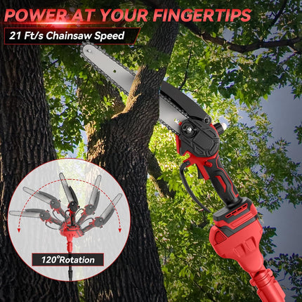 (Tool Only) 8 Inch Mini Chainsaw with Extension Pole for Milwaukee 18V