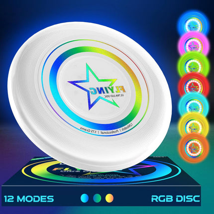LED Light Up Flying Disc Toys for Kids Adults, Rechargeable, 175g 4 Brightness,