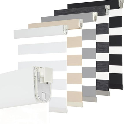 Persilux No Drill No Tool Zebra Blinds Light Filtering Dual Layer Privacy for Da