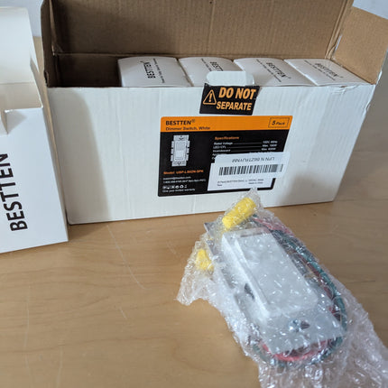[5 Pack] BESTTEN Dimmer Wall Light Switch, Compatible with Dimmable LED, CFL, In
