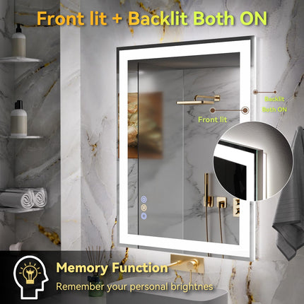 Callsky - 24 x 36 Inch LED Bathroom Mirror with Front and Backlit Lighting, Sepa