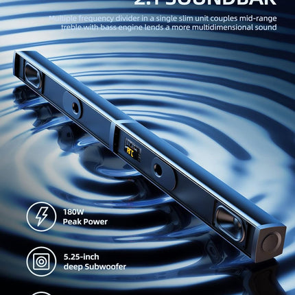 Sound Bar 2 in 1 Detachable MEREDO Soundbar for TV with 5.25'' Subwoofer 180W 2.