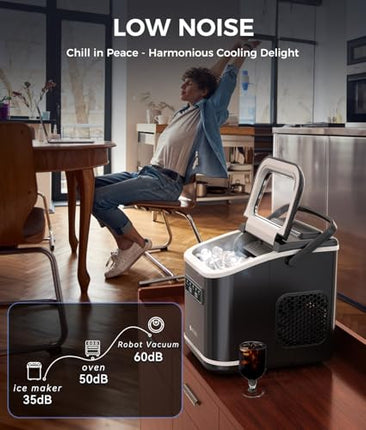 Ecozy Countertop Ice Maker, Portable, Self-Cleaning, 9 Bullet Ice Cubes in 6 Min