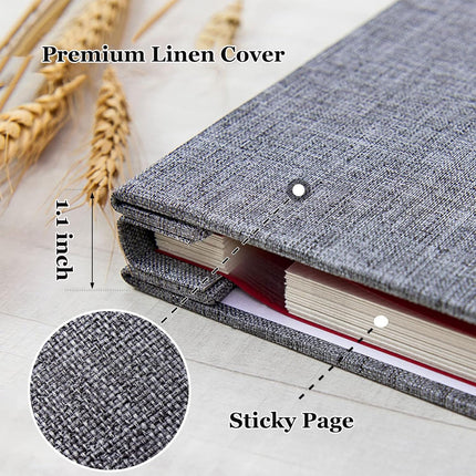 Finksy Large Photo Album Self Adhesive for 3x5 4x6 5x7 8x10 Pictures Linen Scrap