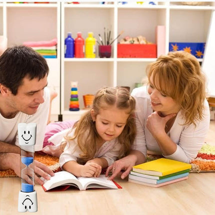 2 Minute Toothbrush Sand Timer for Kids, Small Blue and Pink Smiley Acrylic Hour