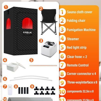 KASUE Portable Sauna Tent, Single Person Folding Home Sauna, Indoor & Outdoor