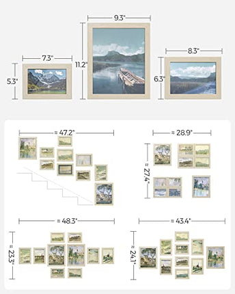 SONGMICS Picture Frames, Collage Picture Frames Set of 10, Two 8x10, Four 5x7, F