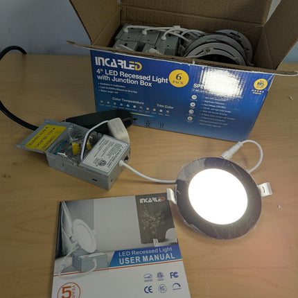 INCARLED 4Inch 3CCT Black Pot Lights, 3000K 4000K 5000k Potlights, 6Pack LED Rec