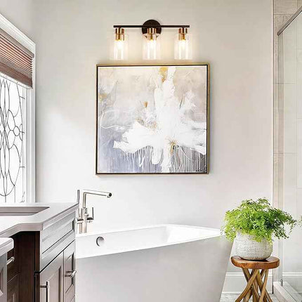 revoici 3-Light Bathroom Vanity Light, Modern Brushed Gold Wall Lights with Clea