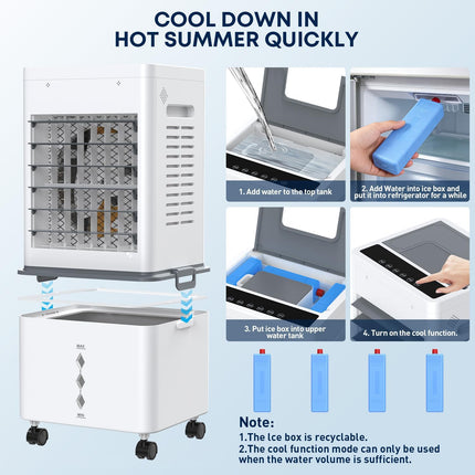 Portable Air Conditioner, Windowless Air Conditioner with 6 Speeds 2 Modes, 12L
