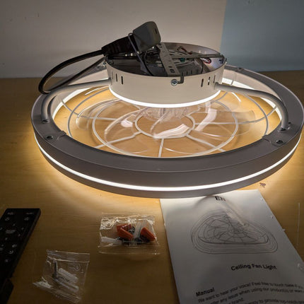 Ceiling Fans with Lights Flush Mount, White Low Profile Modern Ceiling Fan with