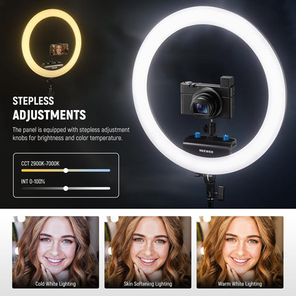 NEEWER Professional 18 Inch Ring Light with Tripod Stand Phone Holder Compatible