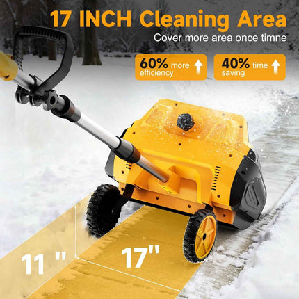 17-Inch Cordless Snow Shovel with Wheels, 9000mAh Brushless Electric Snow Blower