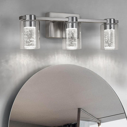 Eatich 3-Light Brushed Nickel Vanity Light, 3000K/4000K/6000K Crystal Bathroom L