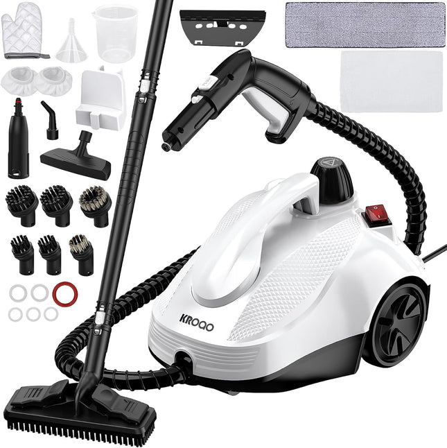 KROQO Steam Cleaner, Steamer with 23 Accessories, Powerful Multipurpose Portable