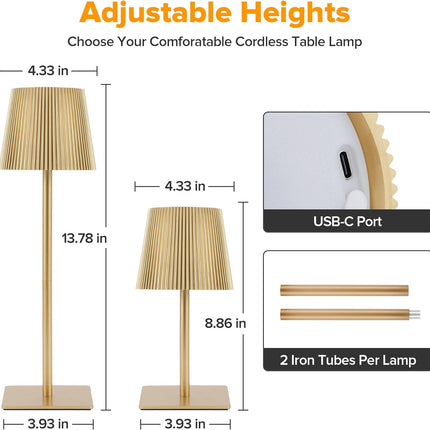 LUTEC 4 Pack Cordless Table Lamp,6000mAh Rechargeable Battery Operated Desk Lamp