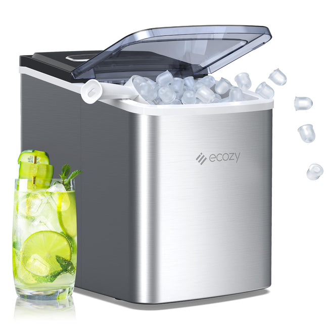 ecozy Portable Ice Maker Countertop, 9 Cubes Ready in 6 Mins, 26.5 lbs in 24 Hou