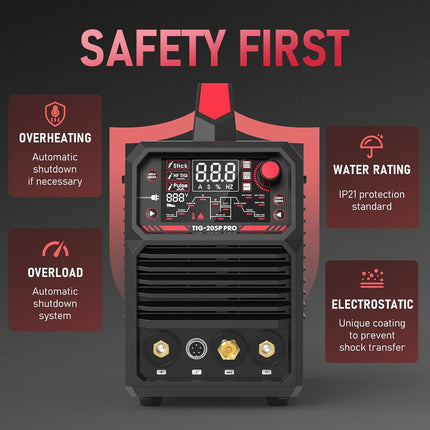 YESWELDER TIG Welder with Pulse 205Amp, Stick/DC TIG/Pulse TIG 3 in 1, 110&220V