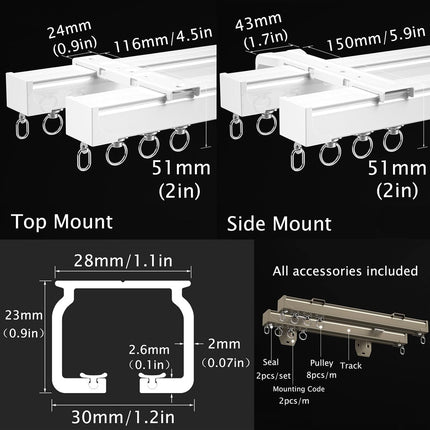Curtain Double Tracks, Aluminium Curtain Rail Ceiling Track, Conjoined Double Tr