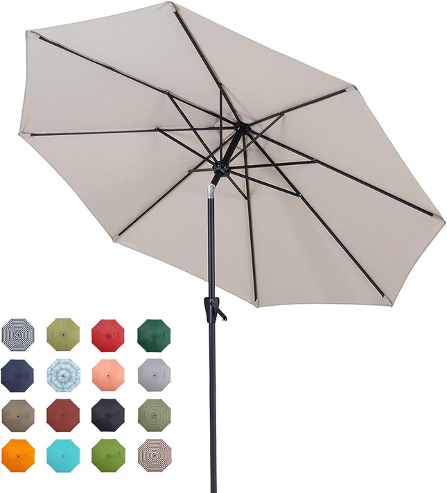 Tempera 9 ft Patio Umbrella Outdoor Table Umbrella with Push Button Tilt and Cra