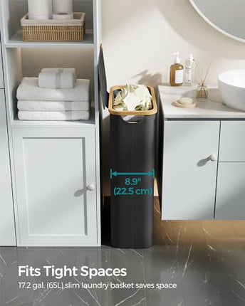 SONGMICS Laundry Hamper with Lid, Slim Laundry Basket, 17.2 Gallons (65L), Space